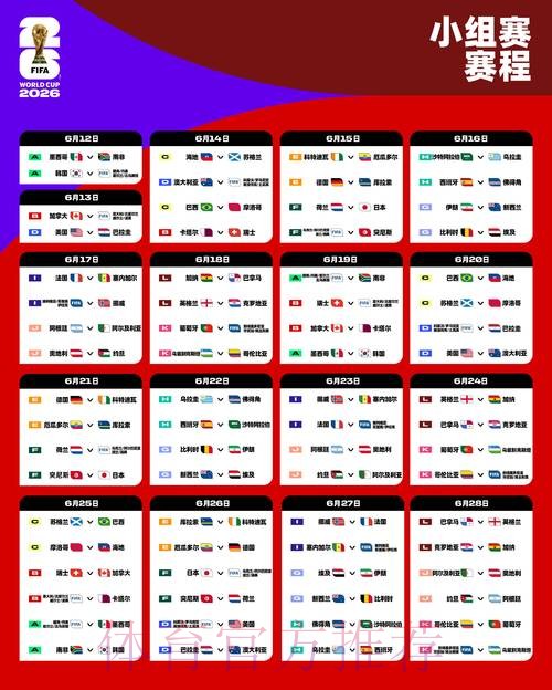 2026世界杯每日赛程完整版